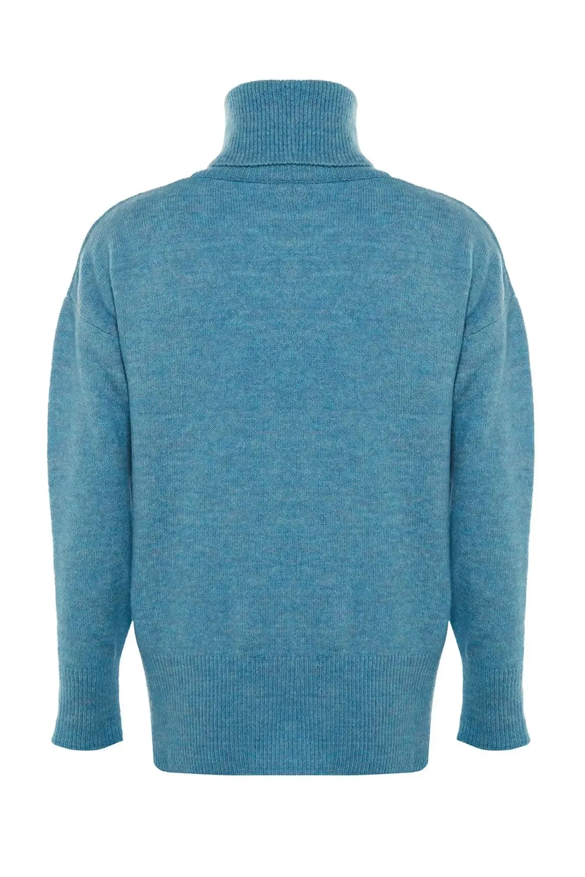 Trendyol TYZA Damen-Pullover, Übergröße, lässige Strickwaren, einfarbiger Rollkragenpullover, schulterfreie Pullover und Pullover, Übergröße, lässige Strickwaren