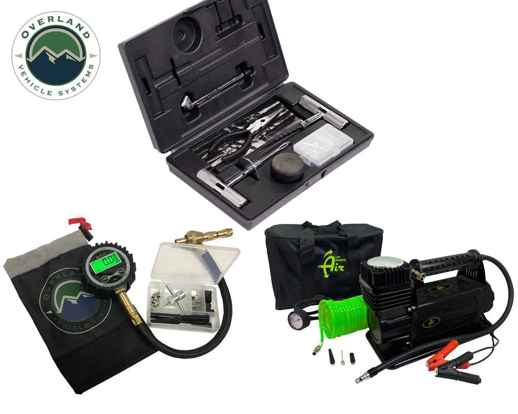 Up Down Air Air Compressor System 5.6 CFM, Digital Tire Deflator and 53 Piece Tire Repair Kit  Combo Kit | Universal