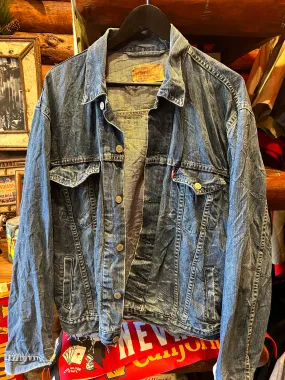 Vintage Dark Levis Denim Soft Trucker Jacket, XL