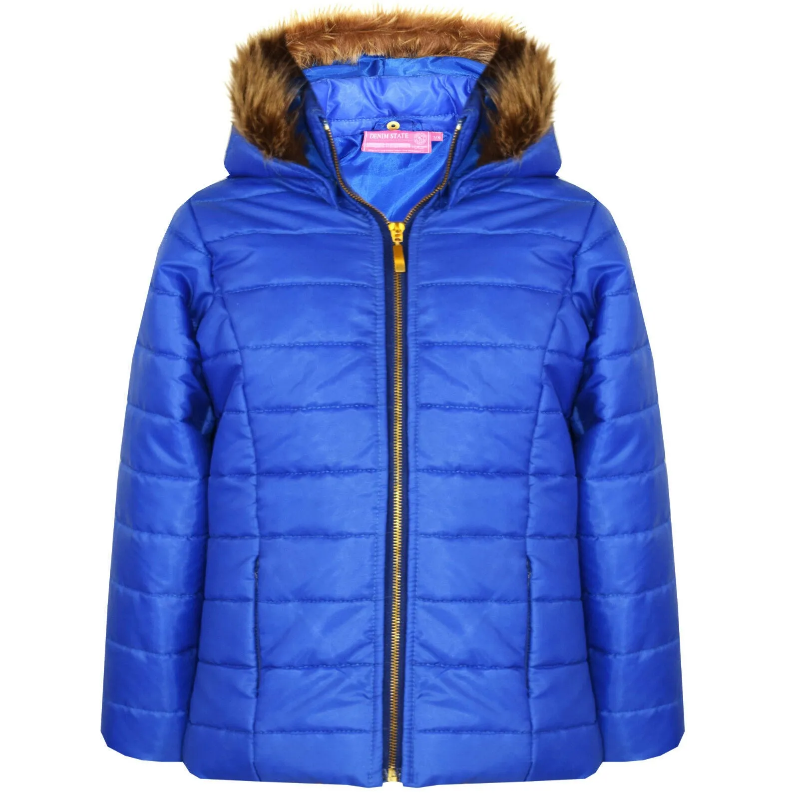 Wet Look Short Quilted Hooded Coat