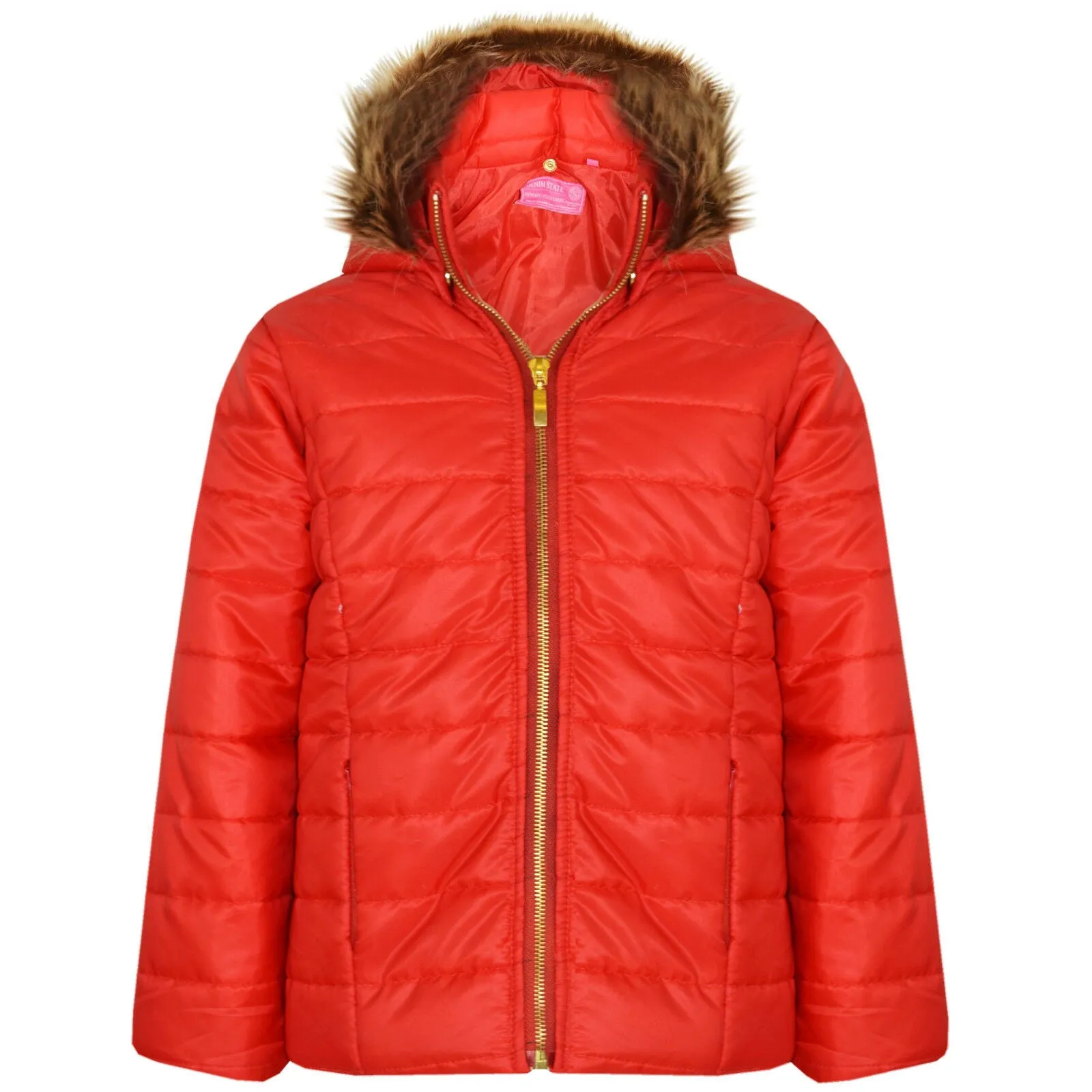 Wet Look Short Quilted Hooded Coat