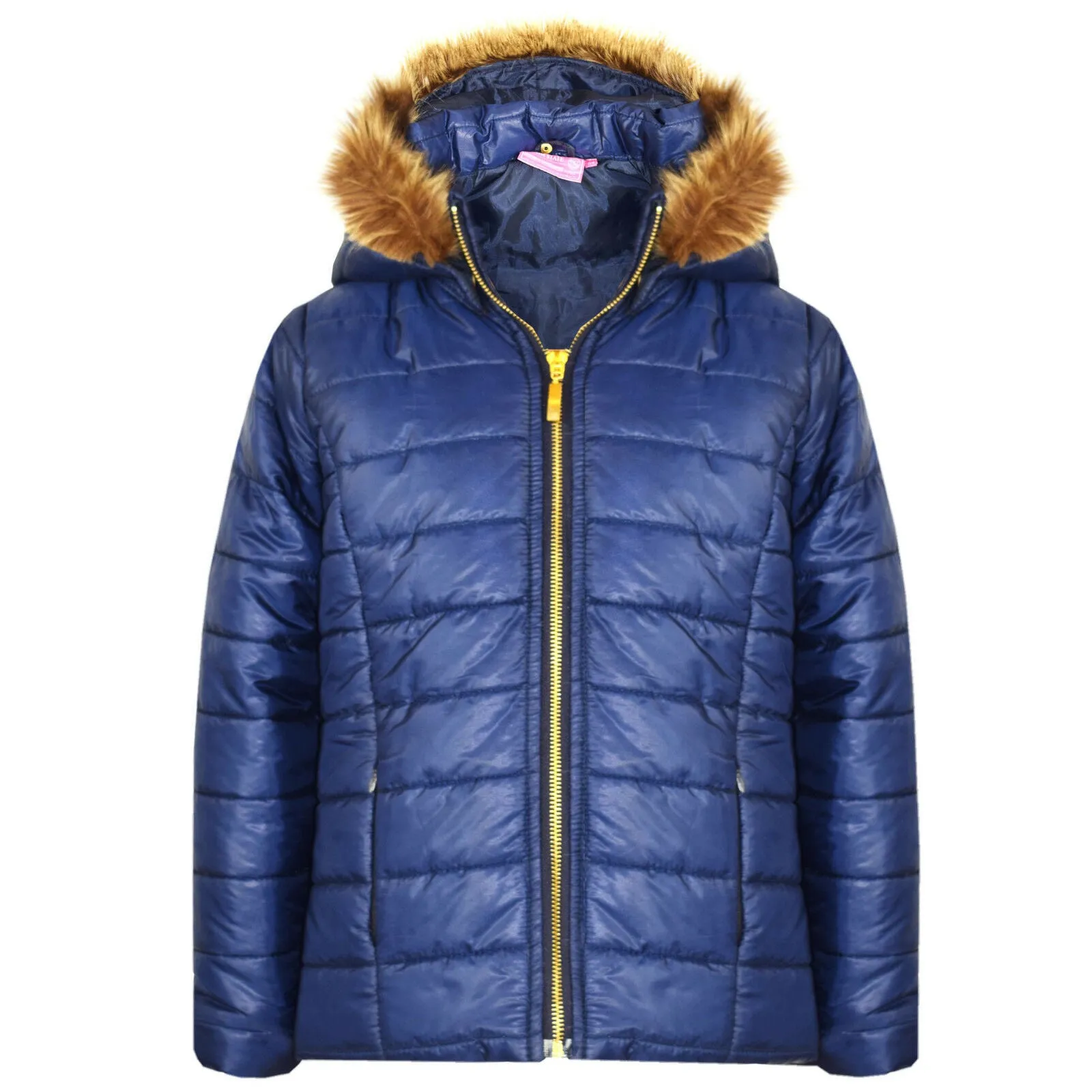 Wet Look Short Quilted Hooded Coat