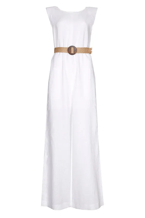 WHITE LOOSE WIDE LEG JUMPSUIT