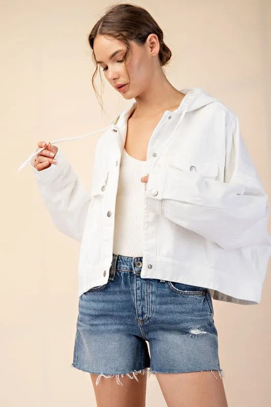 White Mineral Washed Relaxed Jacket