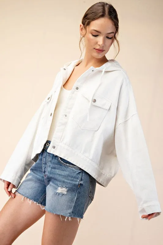 White Mineral Washed Relaxed Jacket