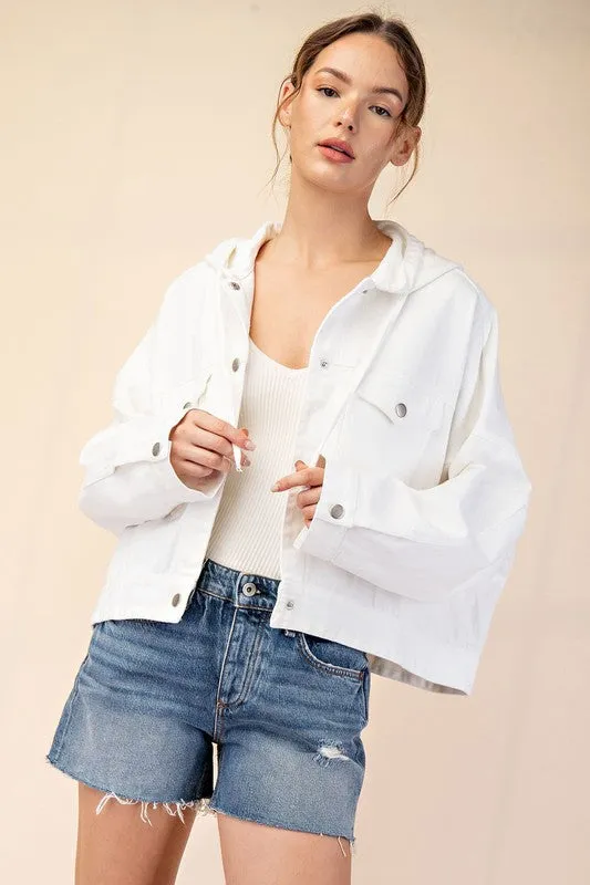 White Mineral Washed Relaxed Jacket