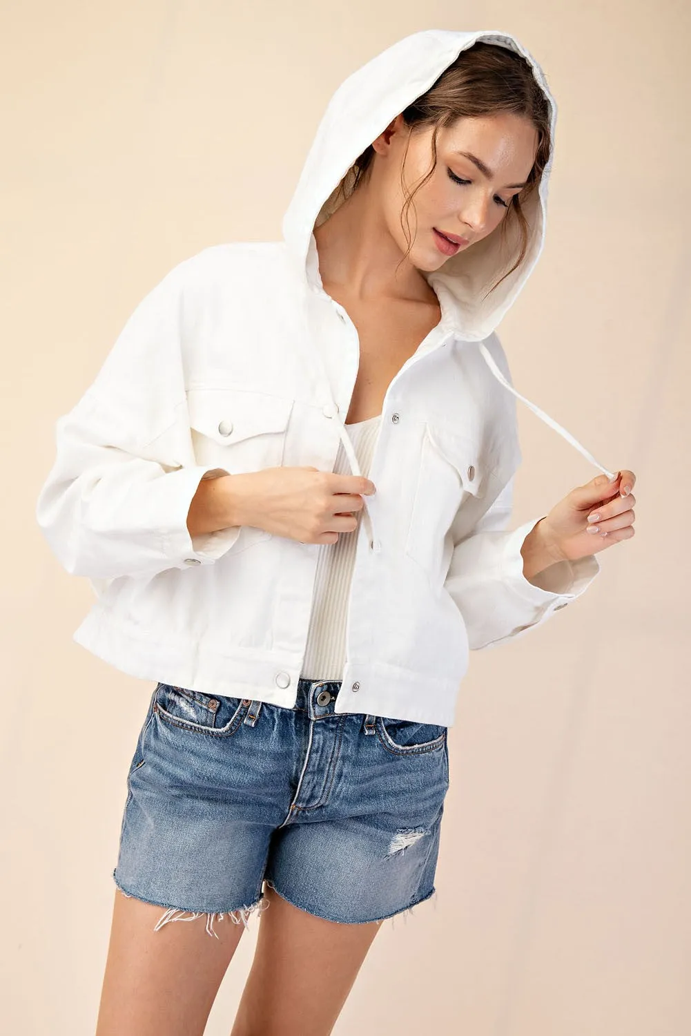 White Mineral Washed Relaxed Jacket