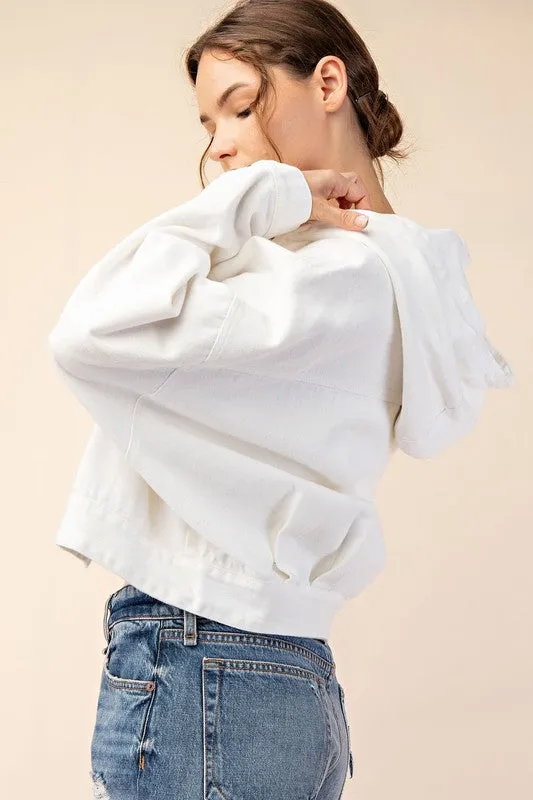 White Mineral Washed Relaxed Jacket