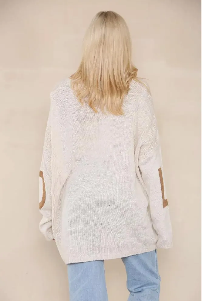 Womens Italian Knitted Oversized Lagenlook Love Print Jumper