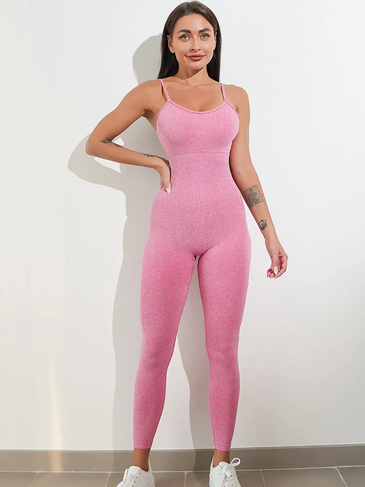 Women's sultry one-piece unitard jumpsuit Outfits with spaghetti straps, sleeveless bodysuits, and belly control Rompers