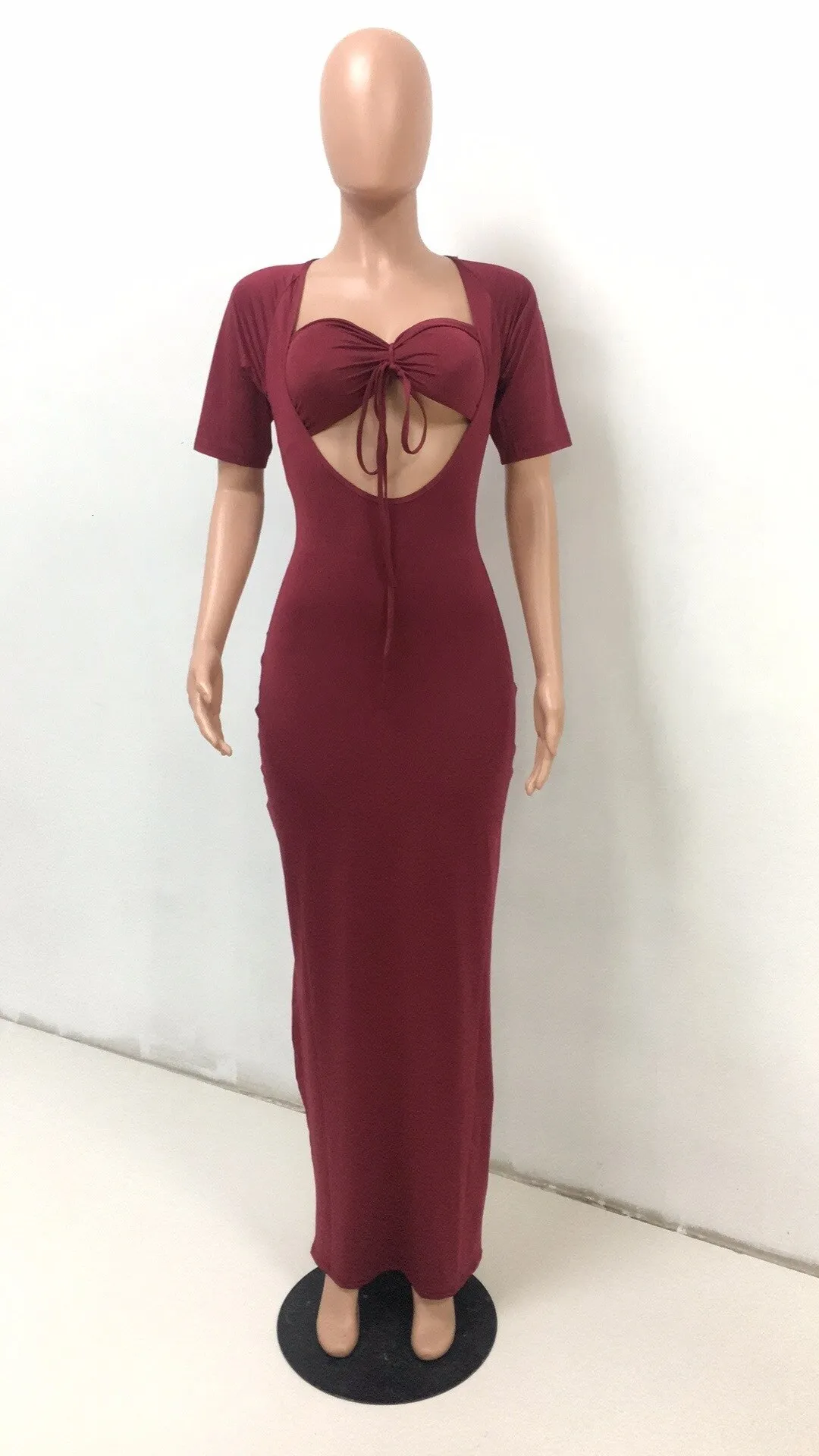 Women's Summer Short-Sleeved Sheath Polyester Long Dress
