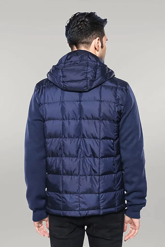 WSS Hooded Navy Blue Men Winter Coat  - Singen