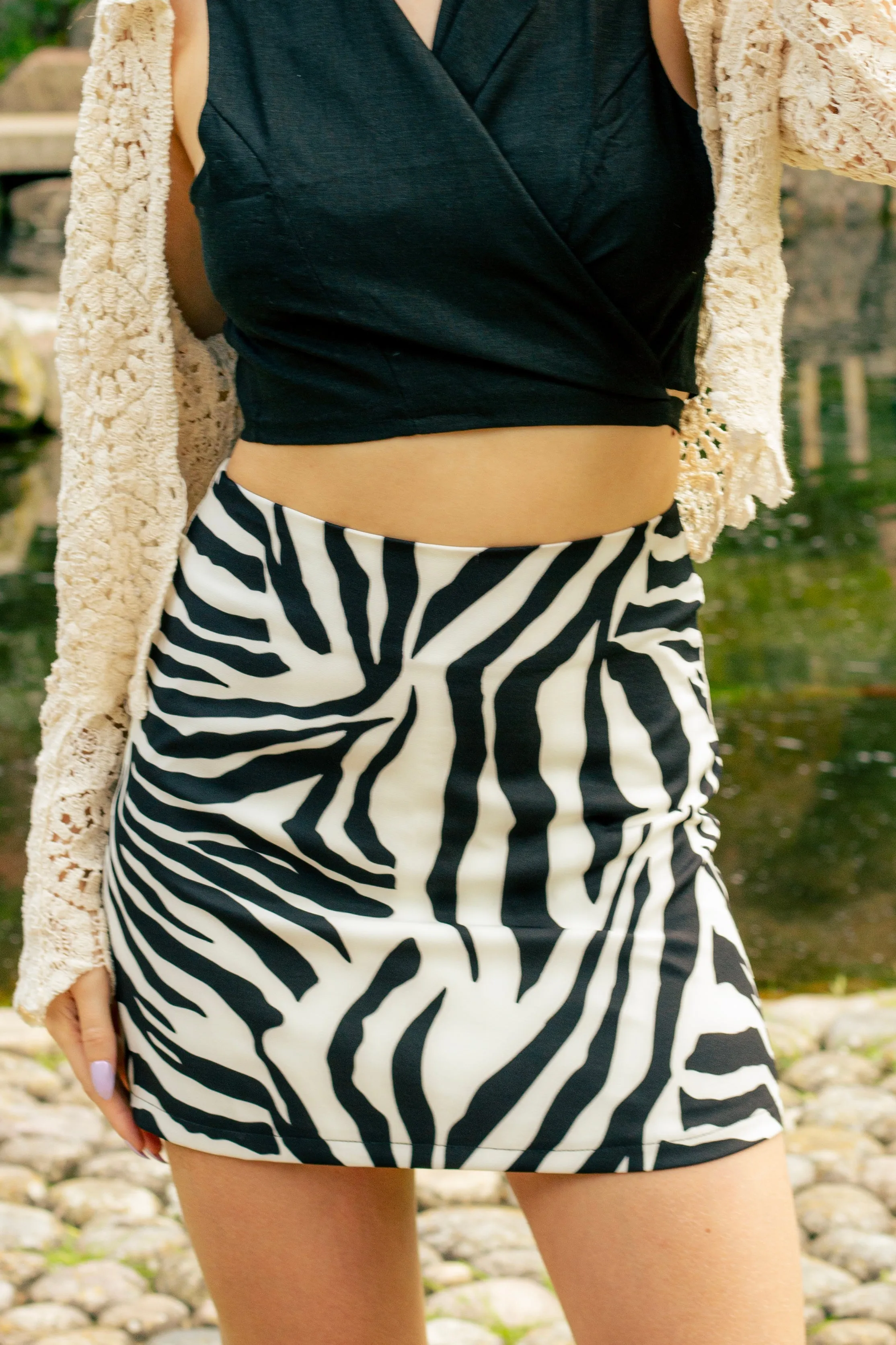 Zebra Print Mini Pencil Skirt